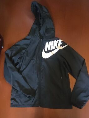 Nike Black Jacket with White Swoosh and Logo